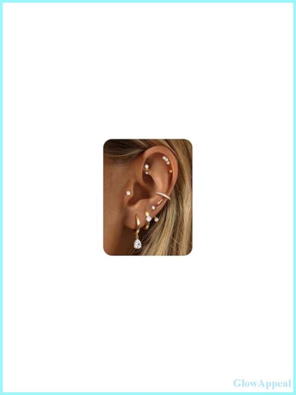 9 Pairs 14K Gold Plated Hypoallergenic Earring Stack Set Studs & Hoops for Women